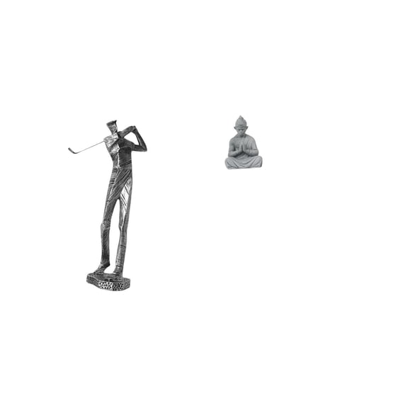 CarpNettore Golfing Buddha Resin Figurine Modern Golfer Monkey Sculpture Collectible Golf Lover Buddhist Miniature Sun Wukong Decoration for Shelf Hotel Patio Farmhouse