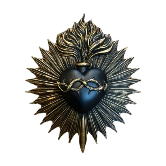 CarpNettore Gothic Statue Art Resin Prayer Holder Feng Shui Heart Gothic Wall Plaque for Men Black