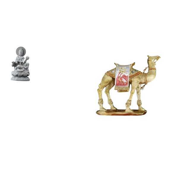 CarpNettore Guan Yin Camel Statue Figurine Feng Shui Crafts Female Buddha Sculpture Resin Animal Ornament for Indoor Hallway Table Centerpieces Entrance Shelf Living Room Home Decoration