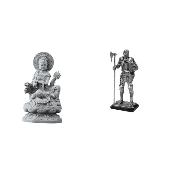 CarpNettore Guan Yin Knight Statue Figurine Feng Shui Crafts Female Buddha Sculpture Chinese Table Centerpieces Decorative Ornament Entryway Fireplace Bedroom Home Decor Housewarming Gift