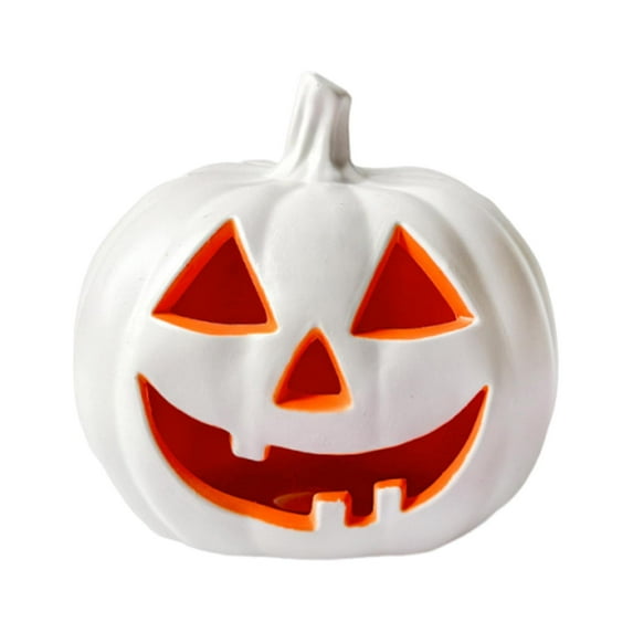 CarpNettore Halloween Pumpkin Light Garden Statue Table Centerpiece Halloween Decor LED Pumpkin Lamp for Home Lawn Balcony Indoor Outdoor White
