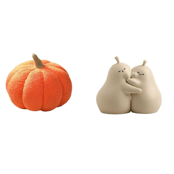 CarpNettore Halloween Pumpkin Pillows Hugging Pear Book Stand Stuffed Pillow Decoration Ceramic Bookend Plush Decorative Sofa Cushion Fine Workmanship Bedroom Room Decor Bookshelf Ornament