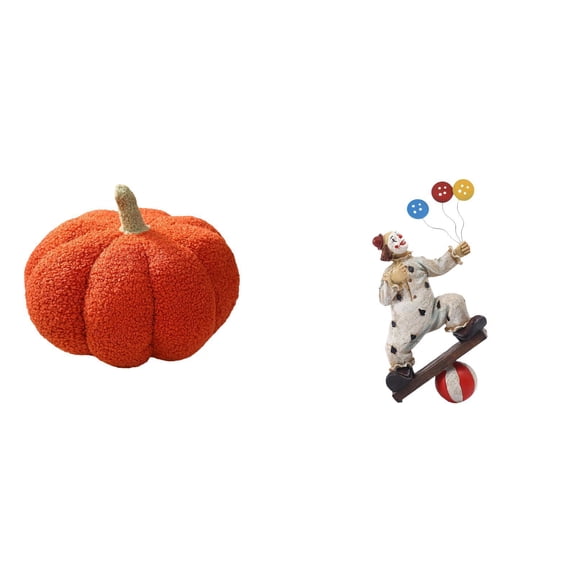 CarpNettore Halloween Pumpkin Plush Sofa Cushion Clown Figurine Statue Sculpture Decorative Pillow Ornament for Bed Bedroom Room Table Centerpiece Cabinet Dining Room Decor Gift
