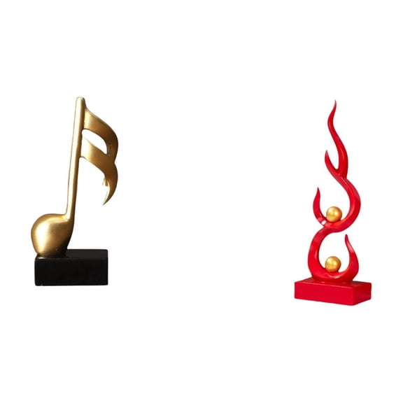 CarpNettore Harmonic Flame Resin Sculpture Creative Tabletop Ornament Modern Music Note And Fire Figurine Centerpiece for Desk Fireplace Patio Office Housewarming