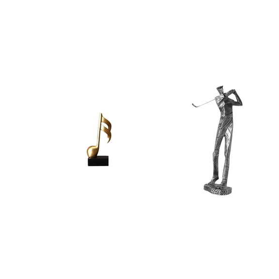 CarpNettore Harmonious Golfer Resin Sculpture Creative Musical Note Figurine Modern Tabletop Ornament for Desk Fireplace Golf Lover Housewarming Gift