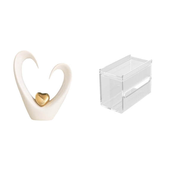 CarpNettore Heart Sculpture Desktop Ornament Collectible Minimalist Decorative Figurine Modern Acrylic Statue for Shelf Living Room Entrance Desk Paper Towel Dispenser Wall Mounted Toilet