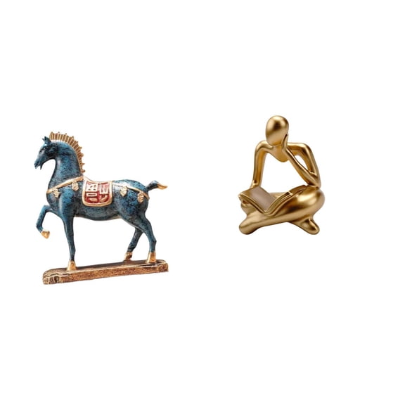 CarpNettore Horse Figurine Animal Sculpture Collectible Abstract Reader Figurine Resin Art Statue Suitable for Office Shelf Home Decoration Gift Giving