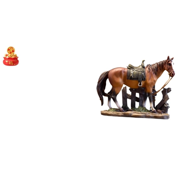 CarpNettore Horse Figurine Desktop Sculpture Resin Animal Statue Treasure Basin Feng Shui Ornament Miniature Collectible Suitable for Gift Giving Home Decor Offic