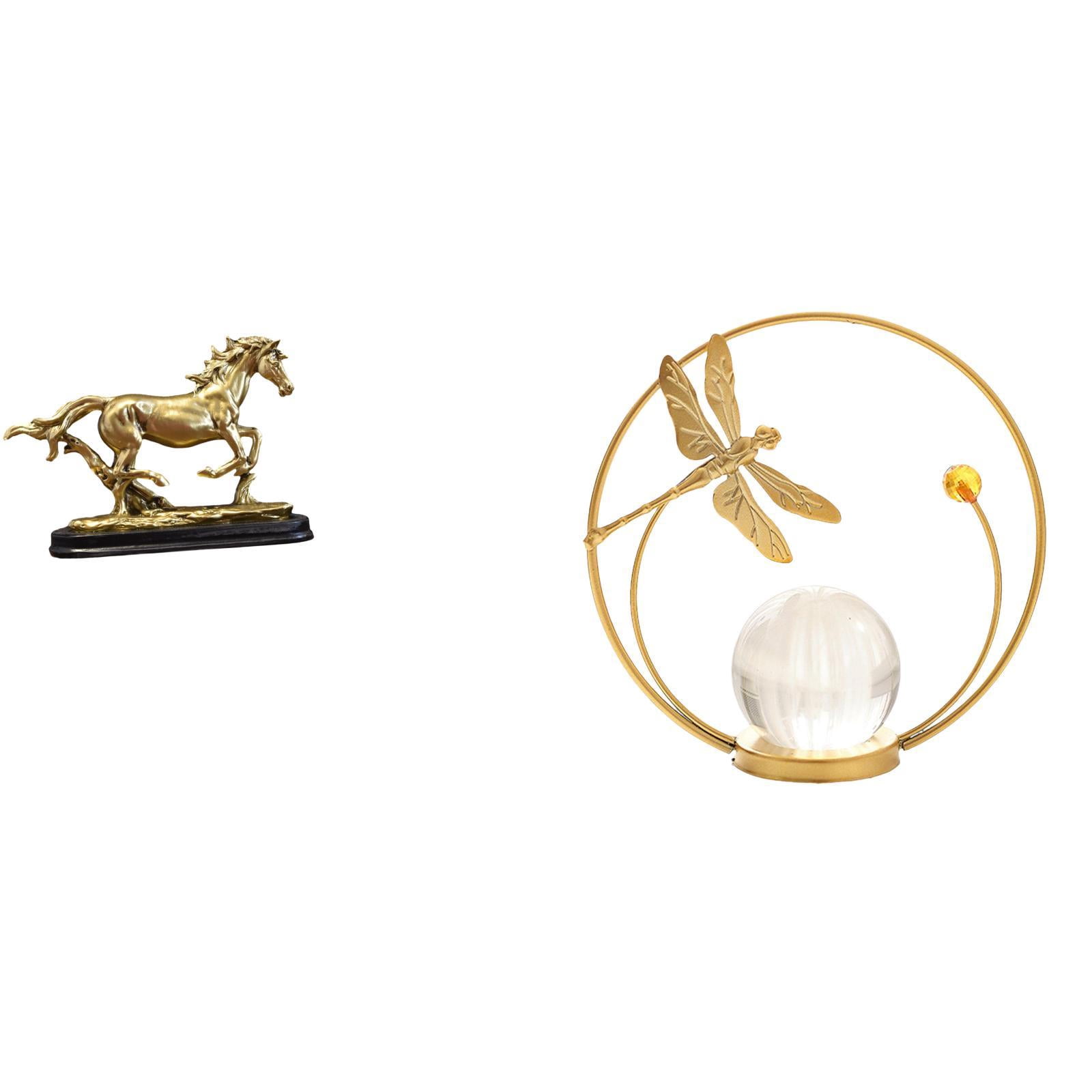 CarpNettore Horse Figurine Resin Miniature Collectible Animal Sculpture Crystal Ball Statue Ornament Artistic Resin Suitable for Gift Giving Home Decor