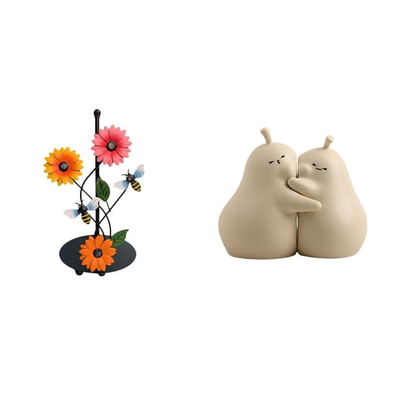 CarpNettore Hugging Pear Paper Towel Holder Ceramic Book Stand Non Slip Vertical Tissue Holder Rack Fine Workmanship Bookshelf Ornament Wonderful Gift