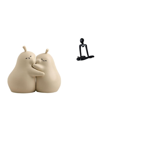 CarpNettore Hugging Thinker Pear Book Stand Abstract Sculpture Ceramic Bookend Fine Workmanship Decorative Figurine Simple Tabletop Ornament Figure Statue for Cabinet Bedroom Bookshelf