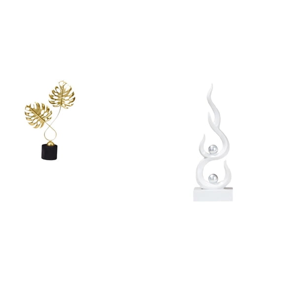 CarpNettore Iron Leaf Figurine Sculpture Gift Collectible Ornament for Desk Cabinet Indoor Housewarming Fireplace Abstract Fire Resin Flame Statue Desktop Friend