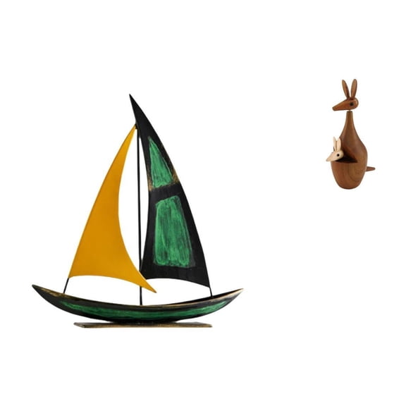 CarpNettore Iron Sailboat Sculpture Tabletop Ornament Decorative Figurine for Desk Bookshelf Centerpiece Bedroom Party Favor Wood Statue