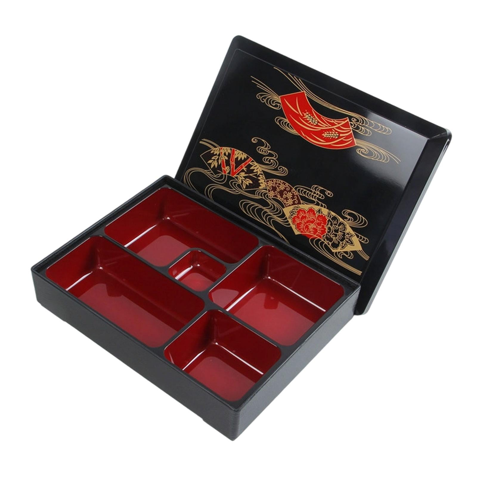 CarpNettore Japanese Bento Box Lunch Box,Traditional,5 Compartments,with Lid Sushi Tray Food M
