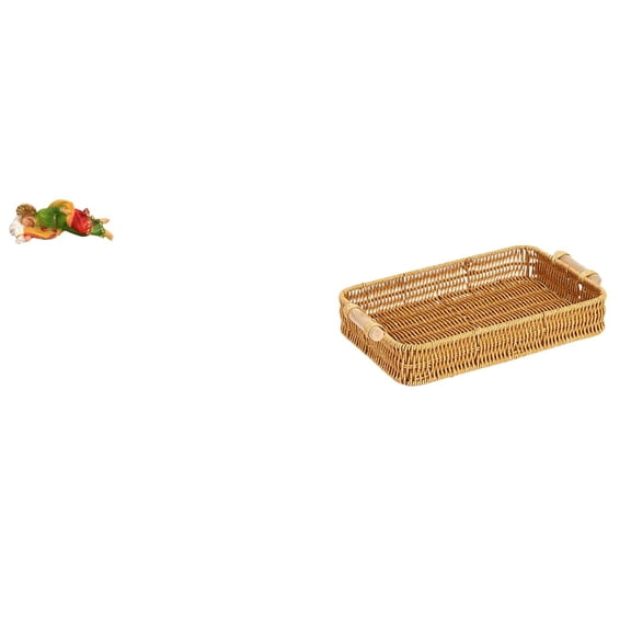 CarpNettore Joseph Statue Sleeping Joseph Statue Figurine Religious Resin Ornament Woven Kitchen Storage Baskets with Handles Handmade Round Bread Baskets Serving