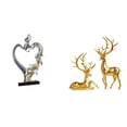 thumbnail image 1 of CarpNettore Kissing Couple Figurine Statue Collectible Ornament for Bedroom Wedding Bookshelf Cabinet Home Decoration with Decorative Deer Sculptures Collection Resin Deer Figurines for, 1 of 8