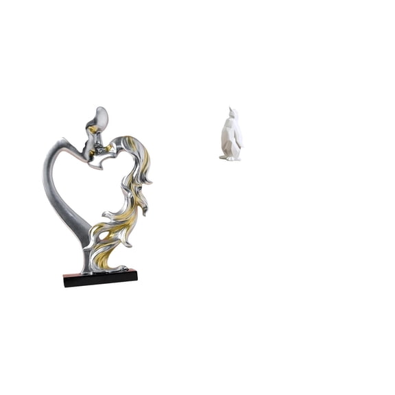 CarpNettore Kissing Couple Penguin Figurine Statue Collectible Ornament for Bedroom Wedding Bookshelf Cabinet Home Decoration Resin Animal Housewarming Tabletop Bar Office