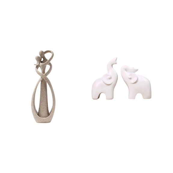 CarpNettore Kissing Lovers Elephant Statue Sculpture Art Collection Anniversary Gift Table Ornament Unique Animal Figurines for Bookshelf Entrance Decor Versatile