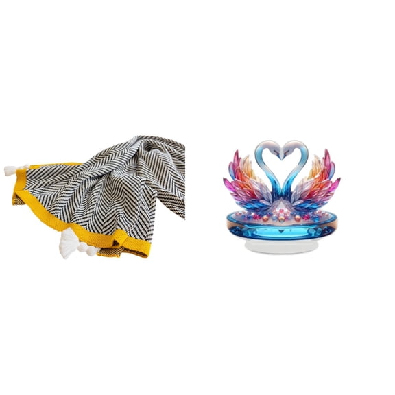 CarpNettore Knitted Acrylic Throw Blanket Swan Striped Soft Warm Farmhouse Sculpture Table Centerpiece Home Decor Bedroom Sofa Bed Chair Cabinet Decoration Bookshelf Office Valentine's Day