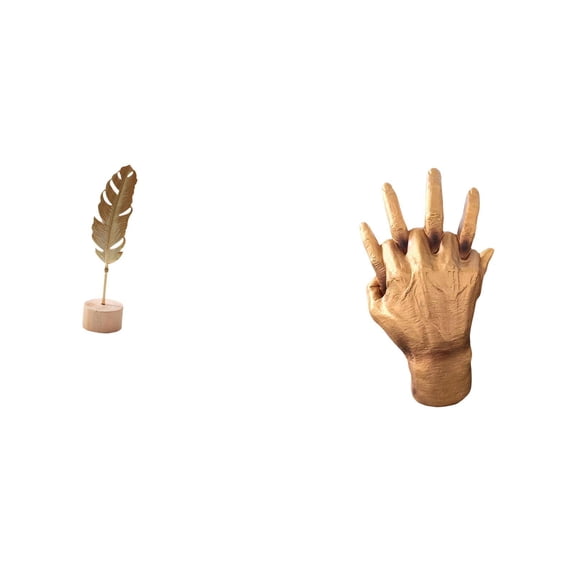 CarpNettore Leaf Hands Sculpture Metal Leaf Shaped Hand Figurine Nordic Creative Ornament Abstract Tabletop Soulmate Lovers Home Bedroom Shelf Decor