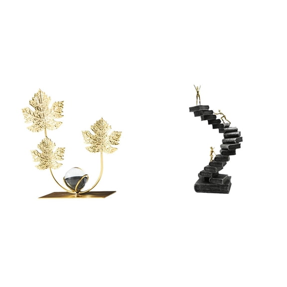CarpNettore Leaf Sculpture Bookshelf Ornament Modern Home Decor Collectibles Abstract Figure Handicraft Decorative Objects Desktop Table Decorations Holiday Gift