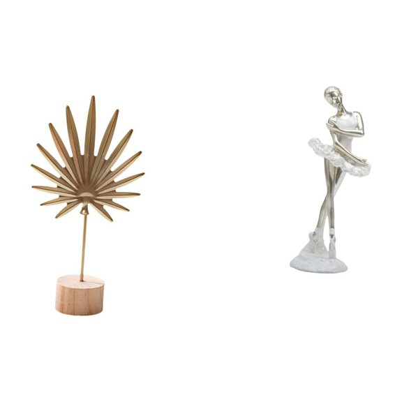 CarpNettore Leaf Sculpture Metal Ballerina Figurine Metal Leaf Shaped Dancing Girl Crafts Nordic Creative Ornament Abstract Sculpture for Table Bedroom Office Ent