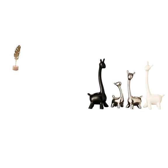 CarpNettore Leaf Sculpture Metal Giraffe Statue Leaf Shaped Figurine Crafts Nordic Creative Ornament Abstract Ceramic Centerpiece Modern Creative for Table Party Home Desk Office Bookshelf