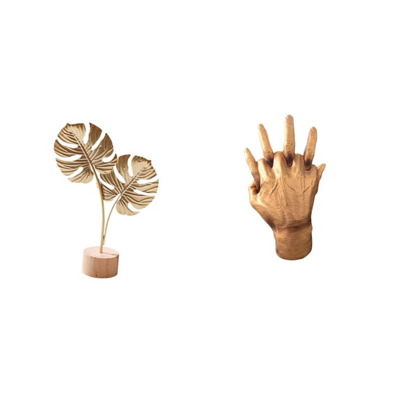 CarpNettore Leaf Sculpture Metal Hand Figurine Nordic Creative Ornament Abstract Tabletop Soulmate Lovers Home Bedroom Shelf Decor Party