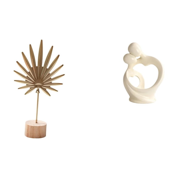 CarpNettore Leaf Sculpture Metal Leaf Statue Abstract Art Figurine with Resin Base Modern Artistic Decoration for Living Room Bedroom Office Suitable for Gift Giv