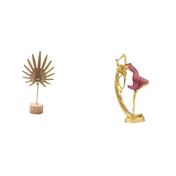 CarpNettore Leaf Sculpture Metal Leaf Statue Art Figurine Dancing Girl Ornament with Iron Wood Material Creative Modern Design Suitable for Home Decoration Partie
