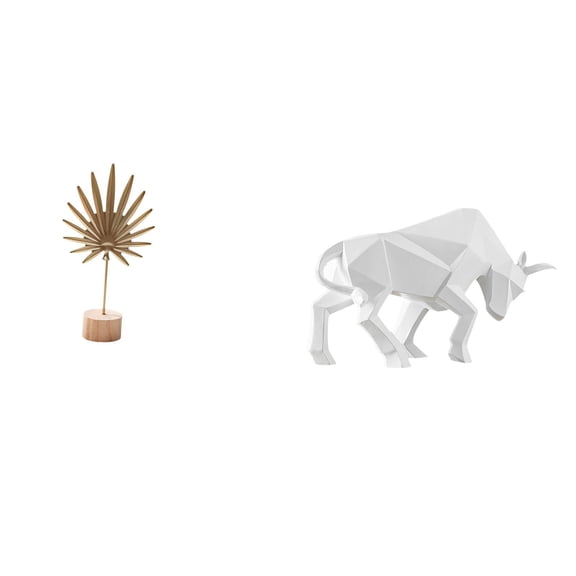 CarpNettore Leaf Sculpture Metal Leaf Statue Figurine with Base Bull Statue Art Leaf Ornament Crafted From Iron Wood Resin for Home Office Desk Living Room Suitab