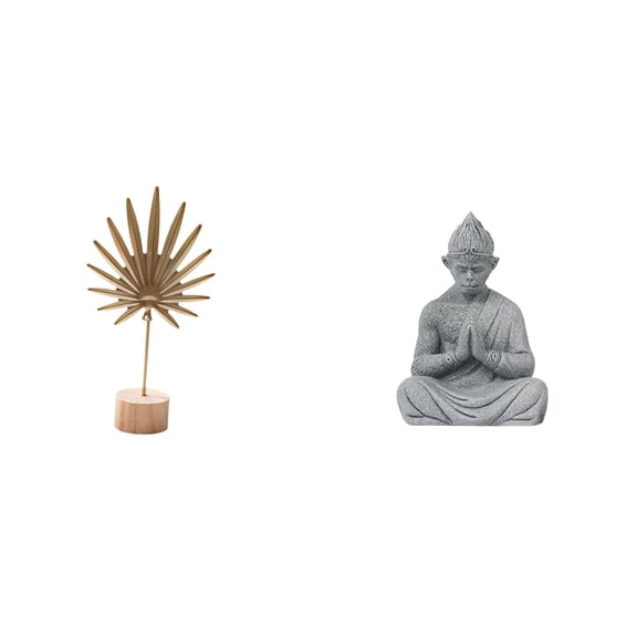 CarpNettore Leaf Sculpture Metal Leaf Statue Monkey Buddha Statue Art Leaf Figurine with Iron Wood Sandstone Lifelike Texture Suitable for Bedroom Living Room Off