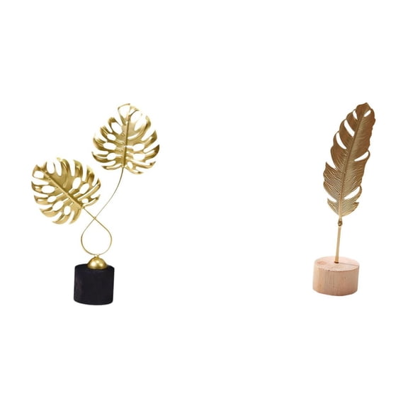 CarpNettore Leaf Statue Iron Wood Sculpture Artistic Figurine Minimalist Artwork Three Dimensional Shape Modern Ornament Decorative Base Suitable for Living Room