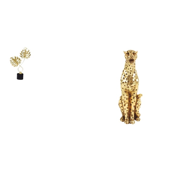 CarpNettore Leaf Statue Leaf Sculpture Cheetah Figurine Gold Cheetah Statue Realistic Artwork Crafted From Iron Wood Resin Suitable for Home Decoration Crafts Bir