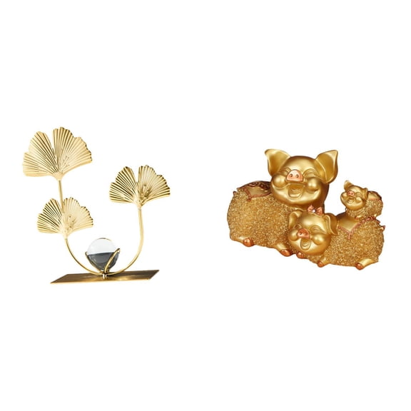 CarpNettore Leafy Piglet Sculpture Modern Decorative Bookshelf Ornament Unique Collectible Resin Statue for Bedroom Housewarming Holiday Gift Centerpiece