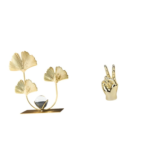 CarpNettore Leaves Statue Bookshelf Leaf Sculpture Hand Finger Gesture Desk Statues Fingers Sculpture Birthday Housewarming Gift Bedroom Holiday Decorative Desktop Ornament Modern Home Decor