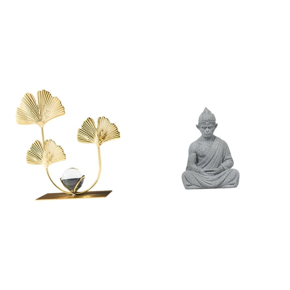 CarpNettore Leaves Statue Bookshelf Leaf Sculpture Monkey Buddha Figure Buddhist Collectible Miniature Ornament Sun Wukong Sculpture Birthday Housewarming Gift Bedroom Holiday Decorative