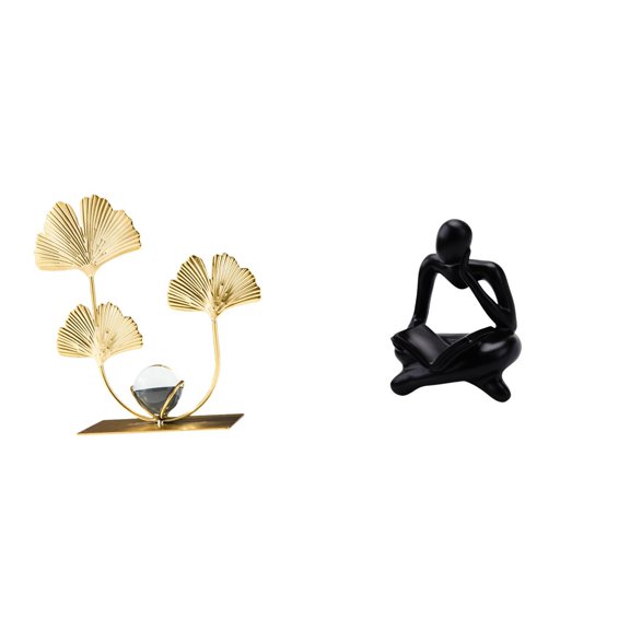CarpNettore Leaves Thinker Statue Bookshelf Leaf Sculpture Birthday Housewarming Gift Bedroom Holiday Decorative Desktop Ornament Modern Home Decor Collectibles Abstract Decoration for Tabletop