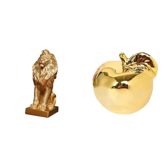 CarpNettore Lion Figurine Decorative Statue Fruit Sculpture Ceramic Figurine Desktop Statue Ornament Unique Resin Material Suitable for Office Home Desk Living Ro