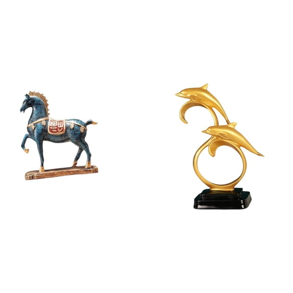 CarpNettore Majestic Equine Dolphin Sculpture Graceful Desktop Ornament Modern Fengshui Decor for Living Room Office Bookcase Tabletop Cabinet Entrance