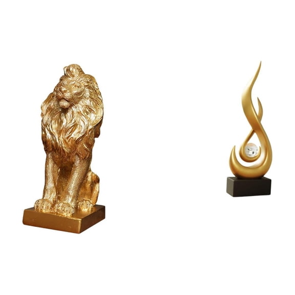 CarpNettore Majestic Lion Flame Sculpture Resin Art Figurine Collectible Tabletop Ornament Modern Decorative Keepsake for Office Home Living Room Cabinet Birthday