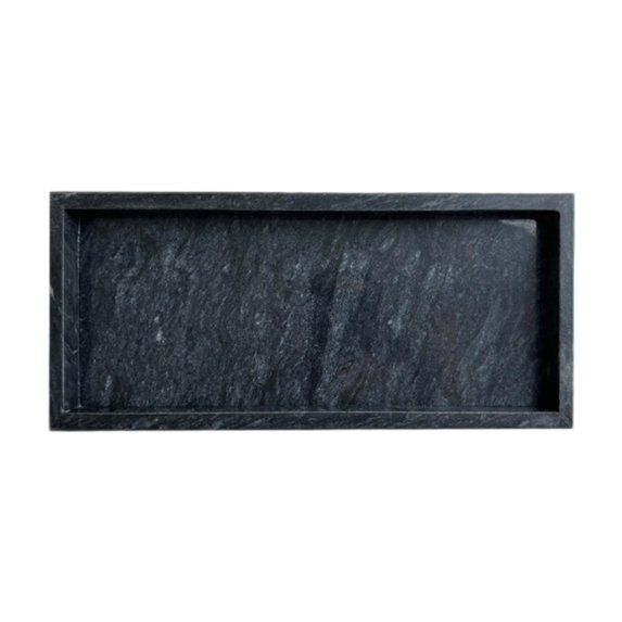 CarpNettore Marble Serving Tray Lotion Cosmetics Jewelry Organizer Rectangular Cosmetic Tray Black