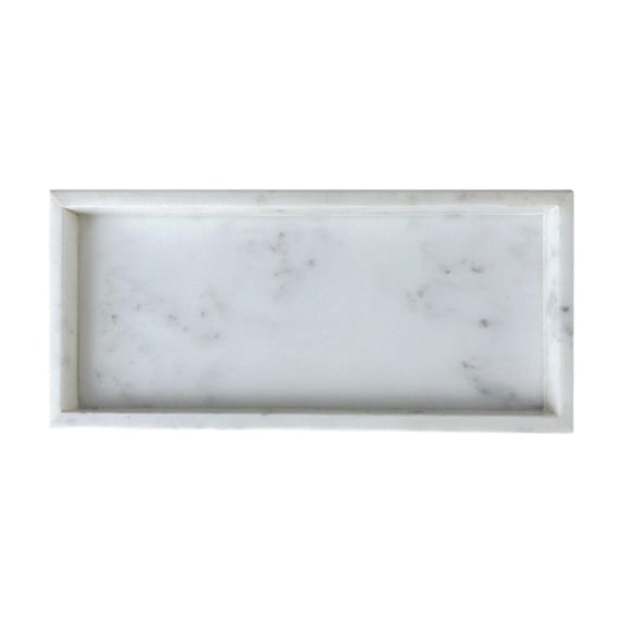CarpNettore Marble Serving Tray Lotion Cosmetics Jewelry Organizer Rectangular Cosmetic Tray White A