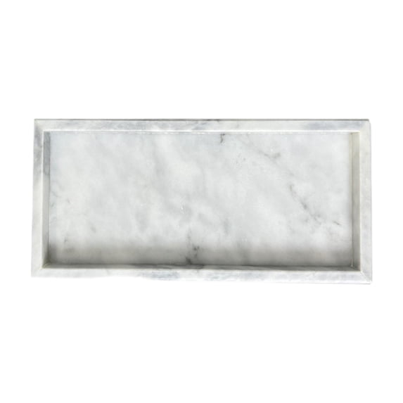 CarpNettore Marble Serving Tray Lotion Cosmetics Jewelry Organizer Rectangular Cosmetic Tray White B