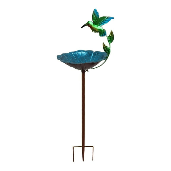 CarpNettore Metal Bird Bath for Outside Yard Decor Housewarming Gift 3 Prong Stake Base Bird