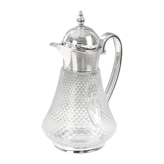 CarpNettore Middle Eastern Style Glass Pitcher Glass Water Jug Teapot Multifunctional Coffee Silver