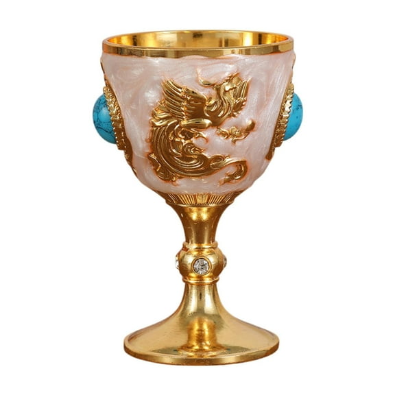 CarpNettore Mini Chalice Goblet Drinking Cup Zinc Alloy Reusable Travel Souveni Glass Goblet Gold B