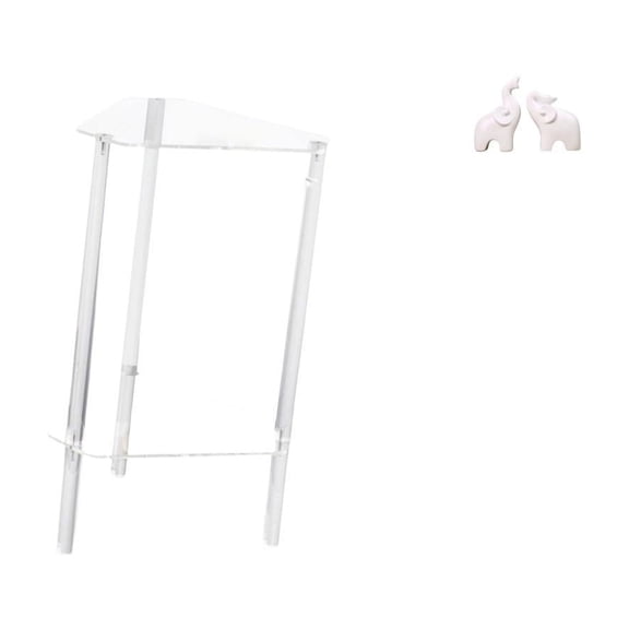 CarpNettore Minimalist Acrylic Nightstand with Elephant Sculptures Unique Modern Bedside Tabletop Decoration for Living Room Office Bedroom Home Decor