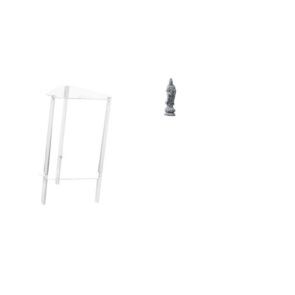 CarpNettore Minimalist Acrylic Nightstand with Guan Yin Statue Ornament Modern Bedside Table and Female Buddha Sculpture for Living Room Bedroom Decor