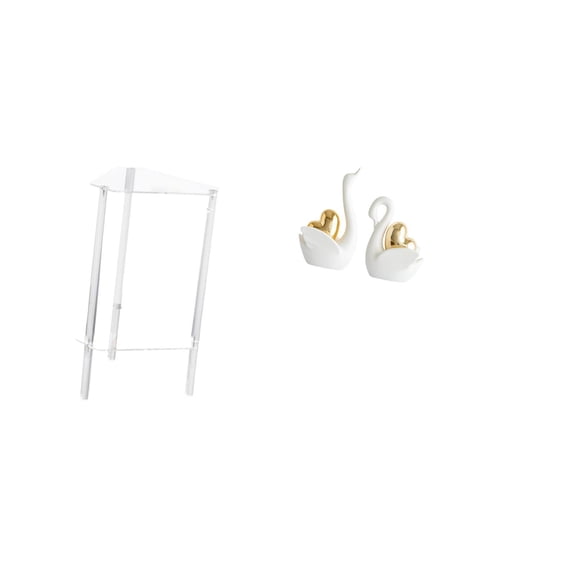 CarpNettore Minimalist Acrylic Nightstand with Swan Figurines Modern Bedside Table Art Decor for Living Room Bedroom Home Office Bookshelf Entrance